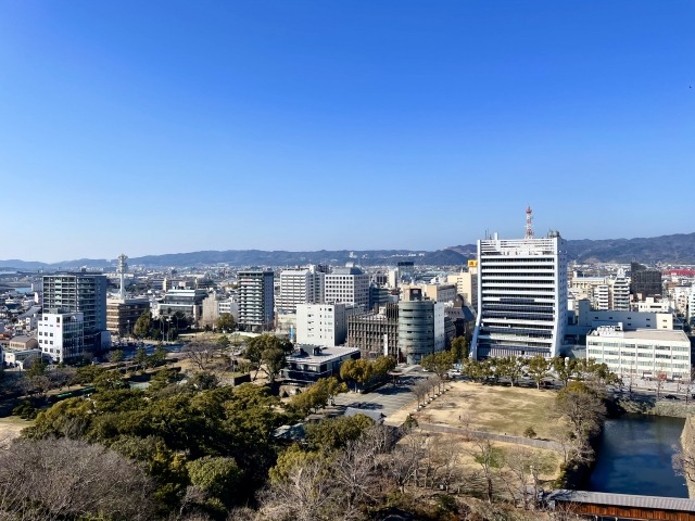 和歌山城から見た市役所方面の街並み